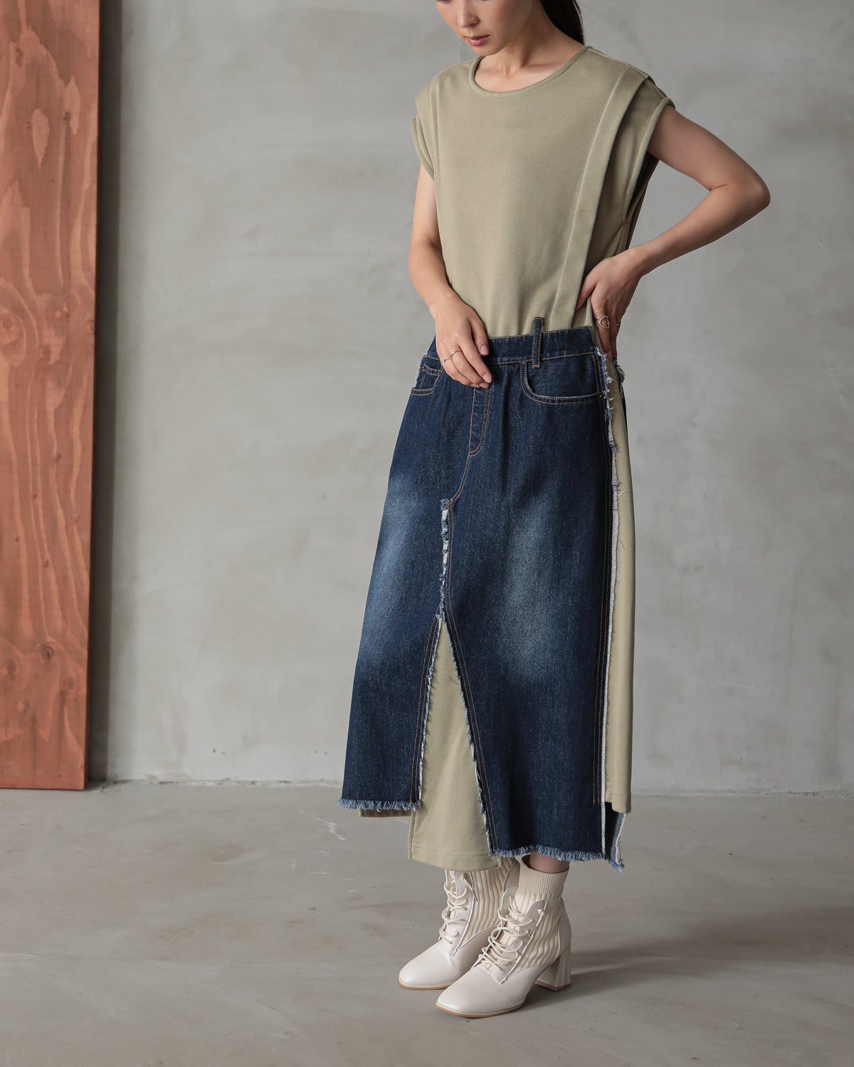 denim pasting one piece