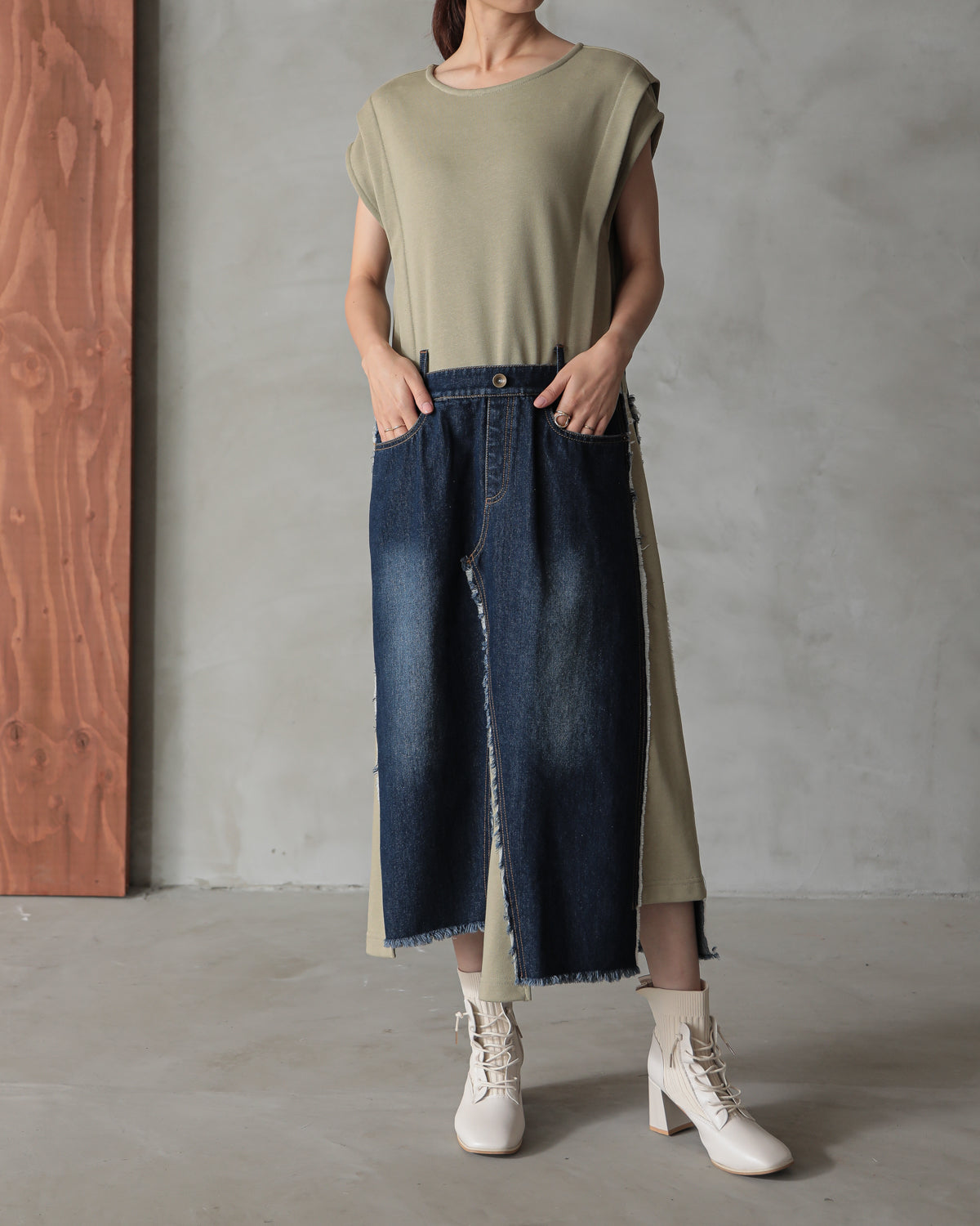 denim pasting one piece