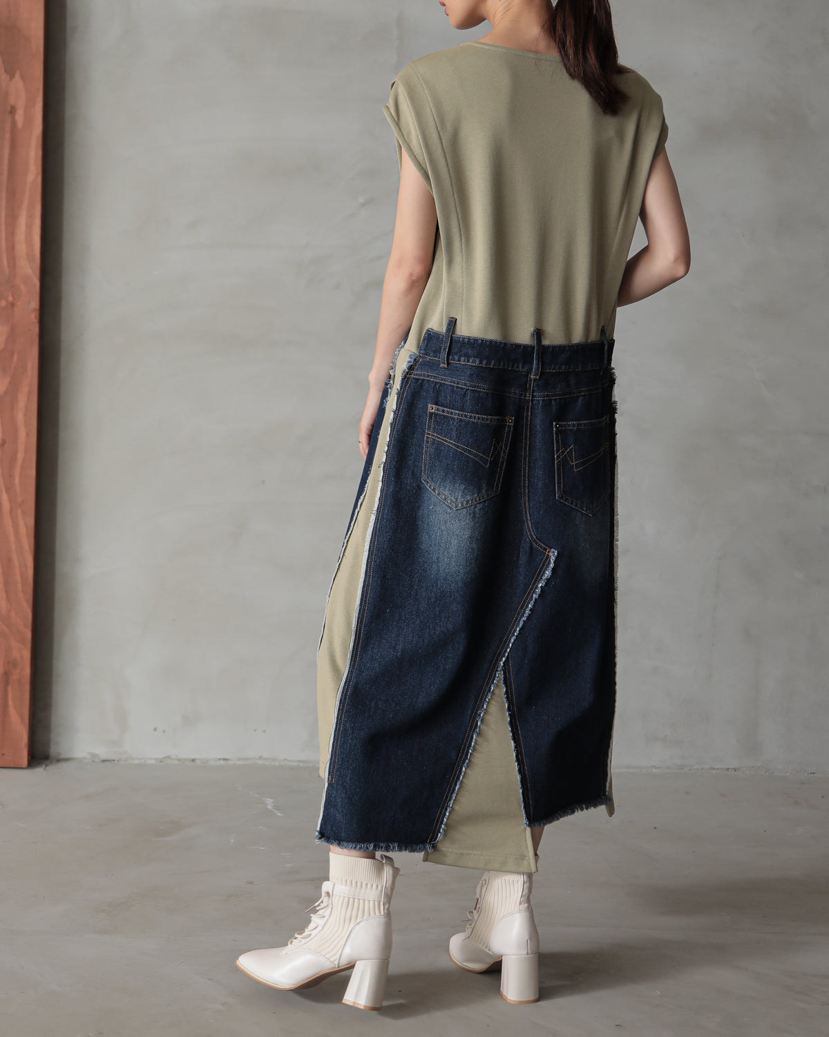 denim pasting one piece