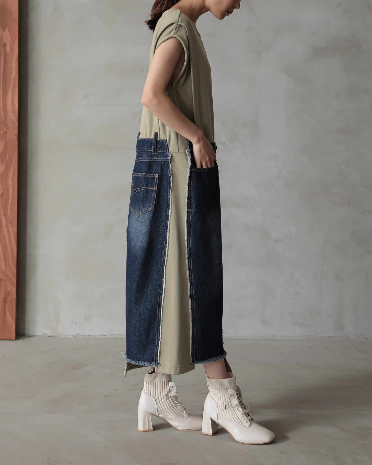 denim pasting one piece