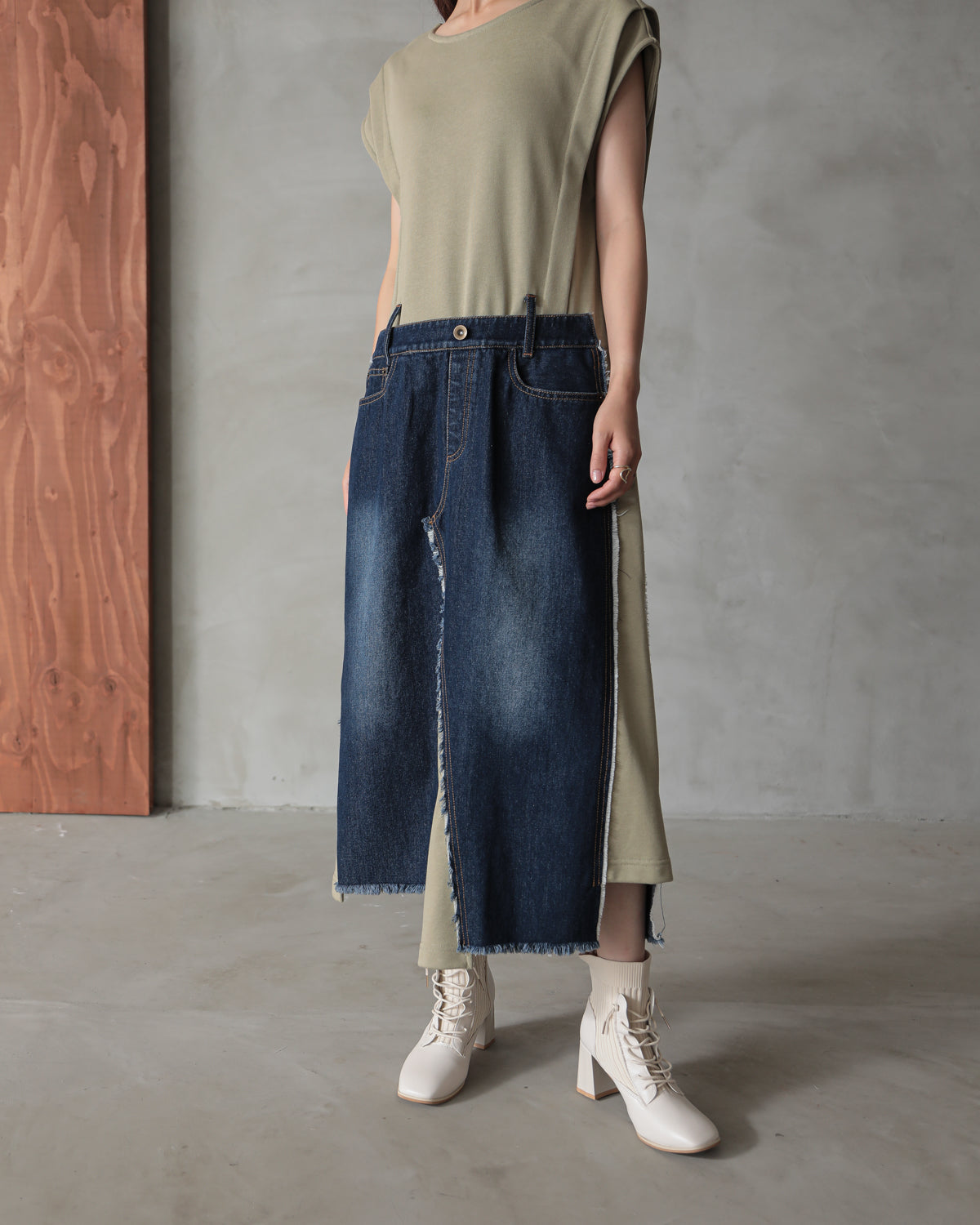denim pasting one piece