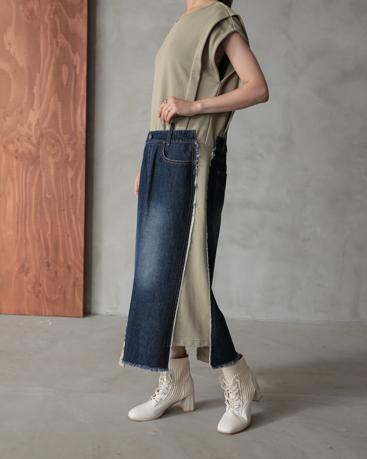denim pasting one piece