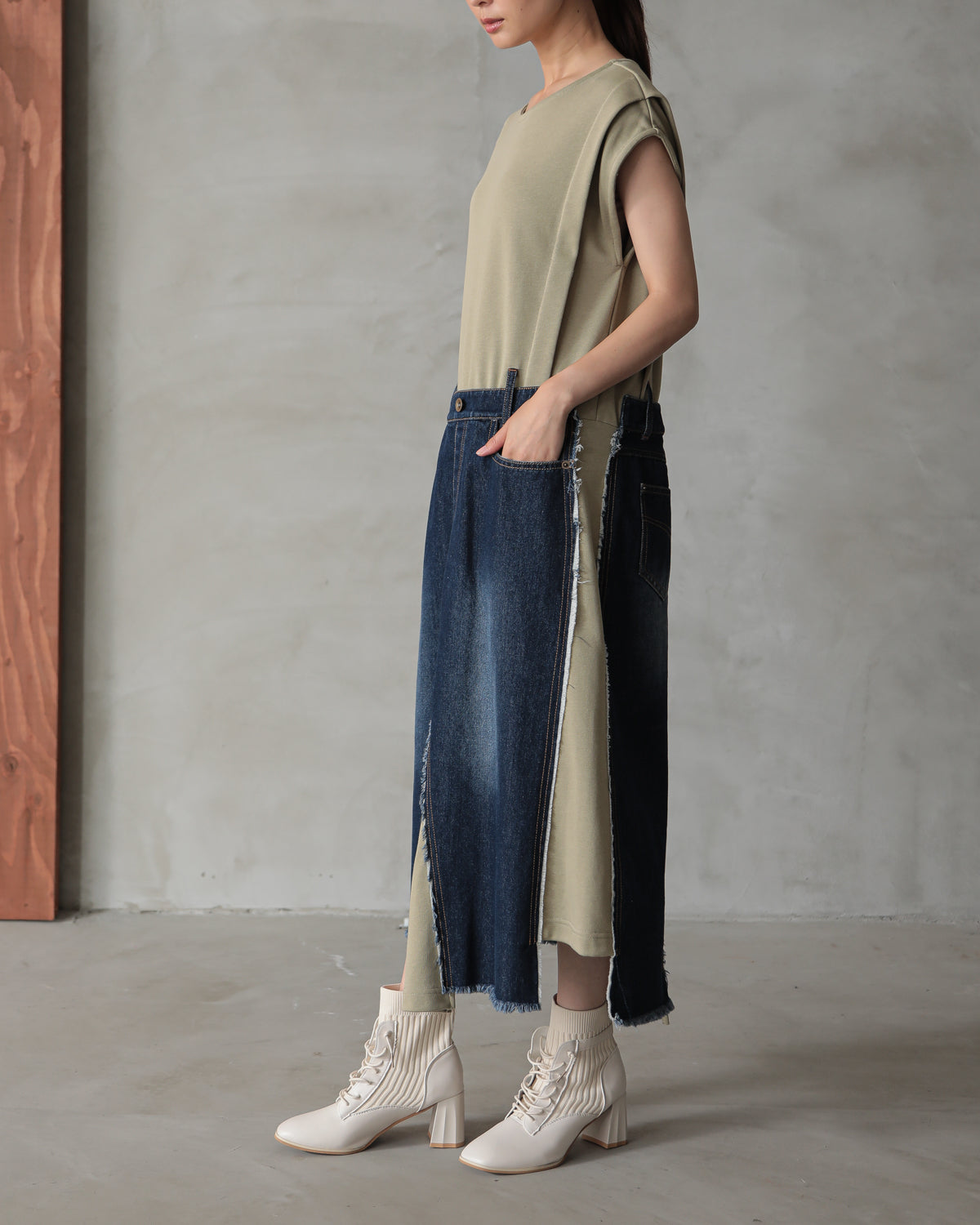 denim pasting one piece