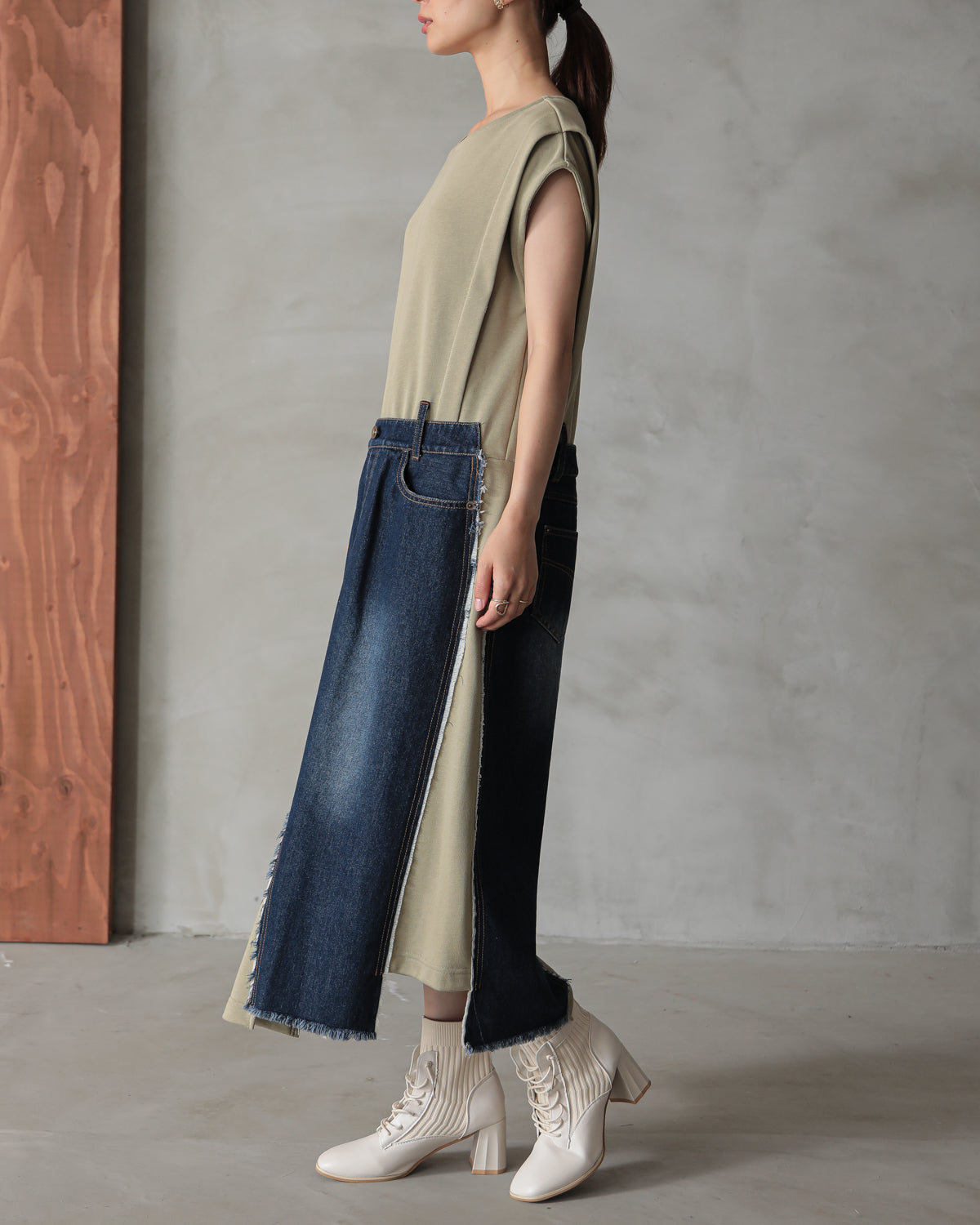 denim pasting one piece