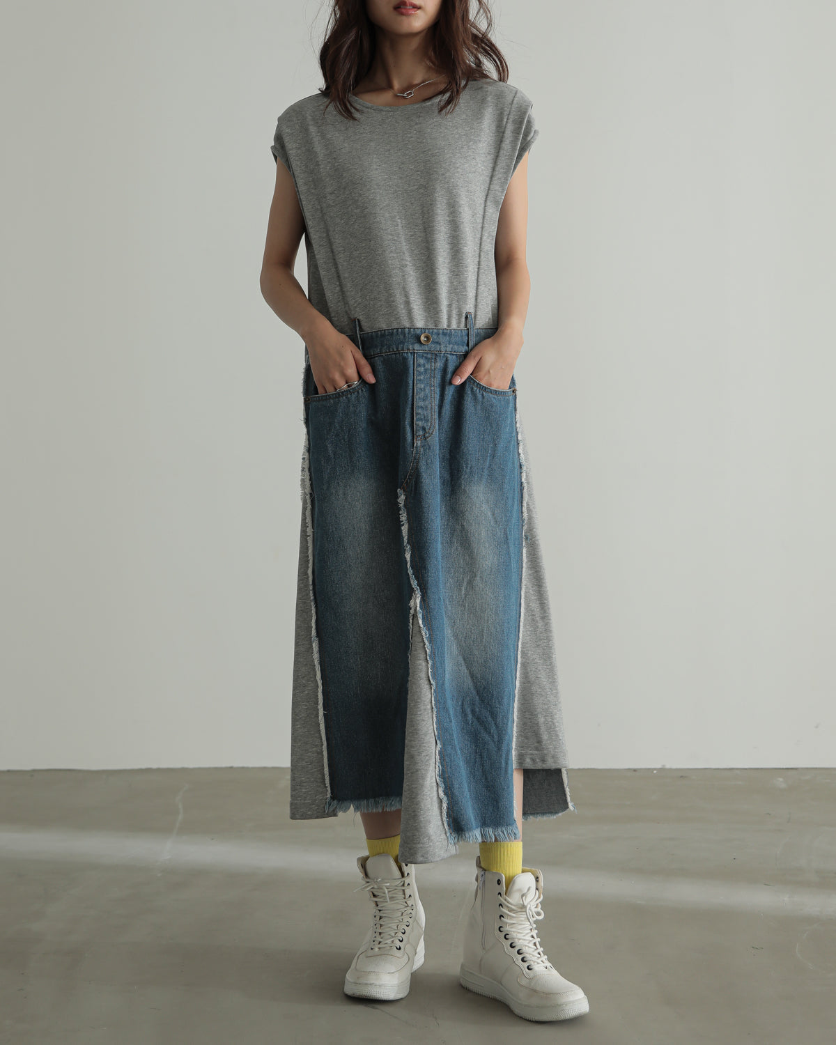denim pasting one piece