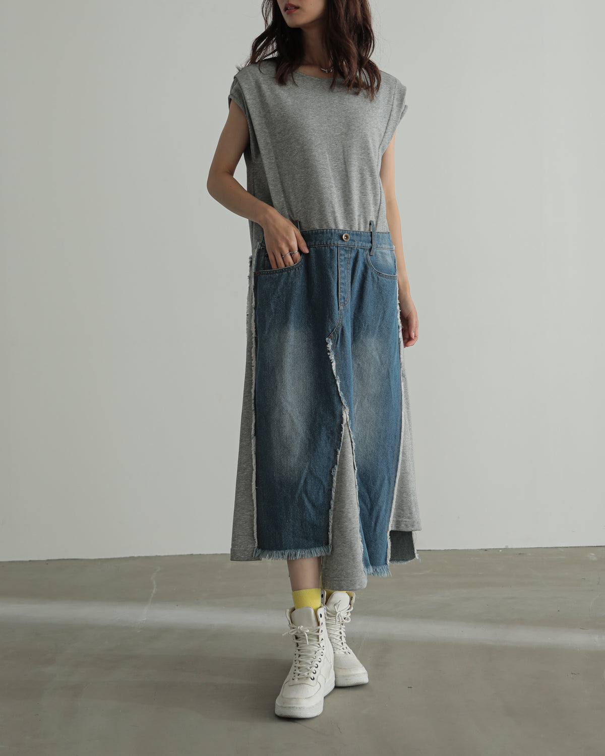 denim pasting one piece