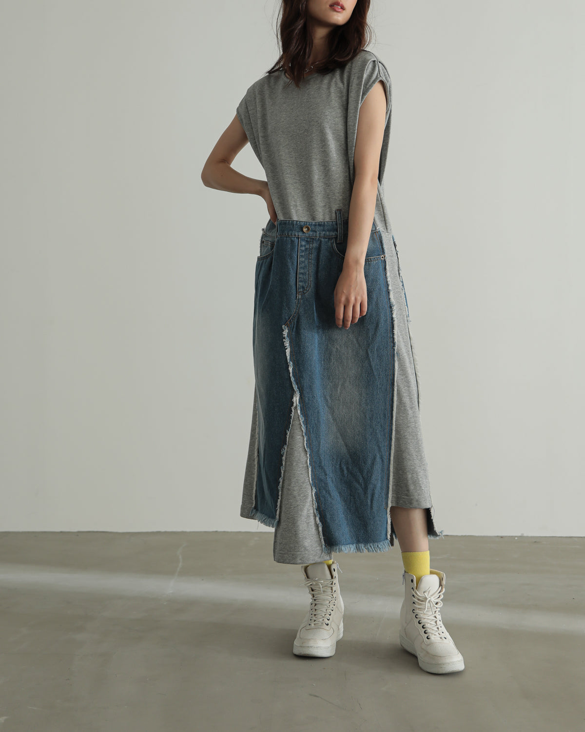 denim pasting one piece