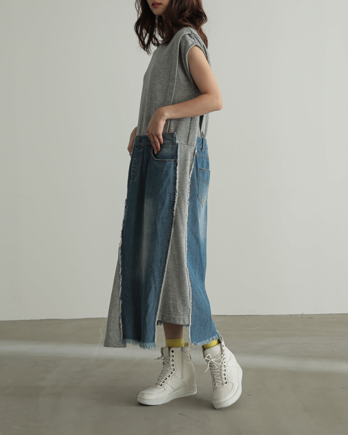 denim pasting one piece