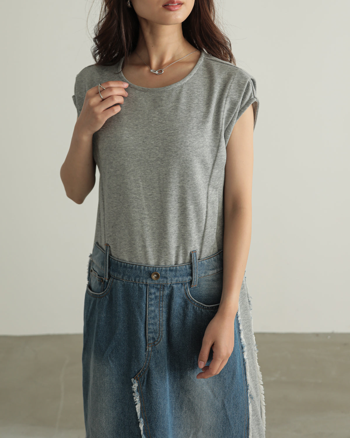 denim pasting one piece
