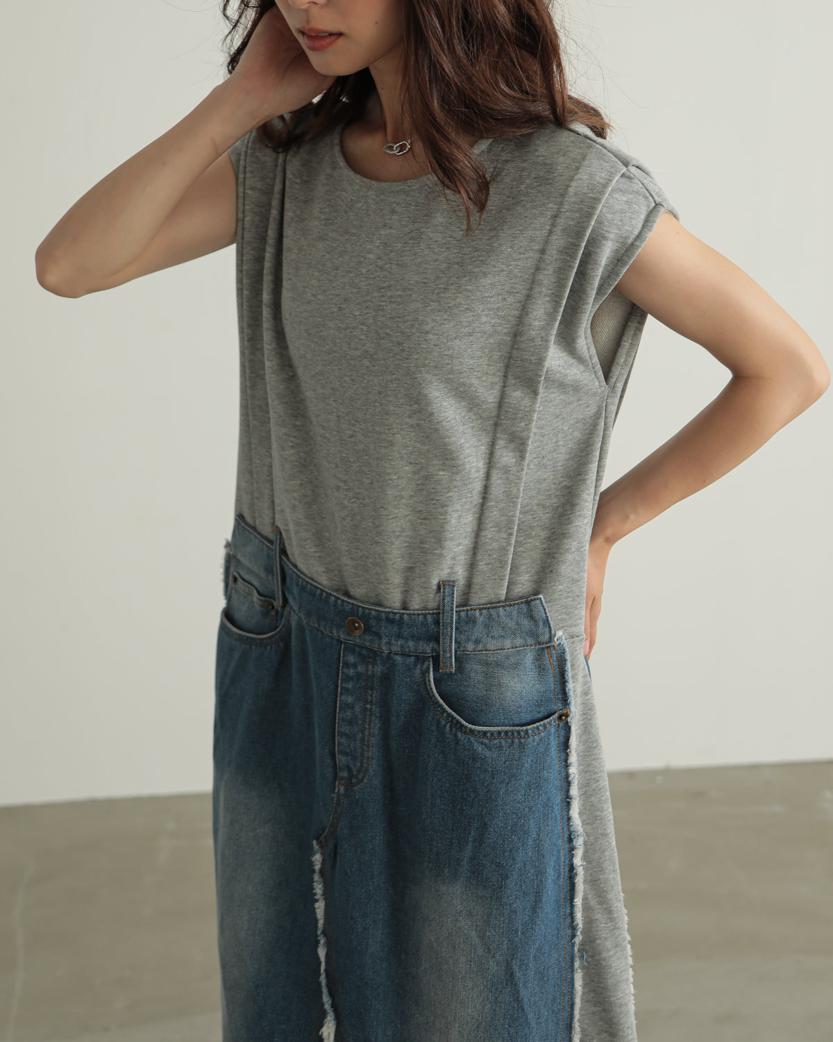 denim pasting one piece