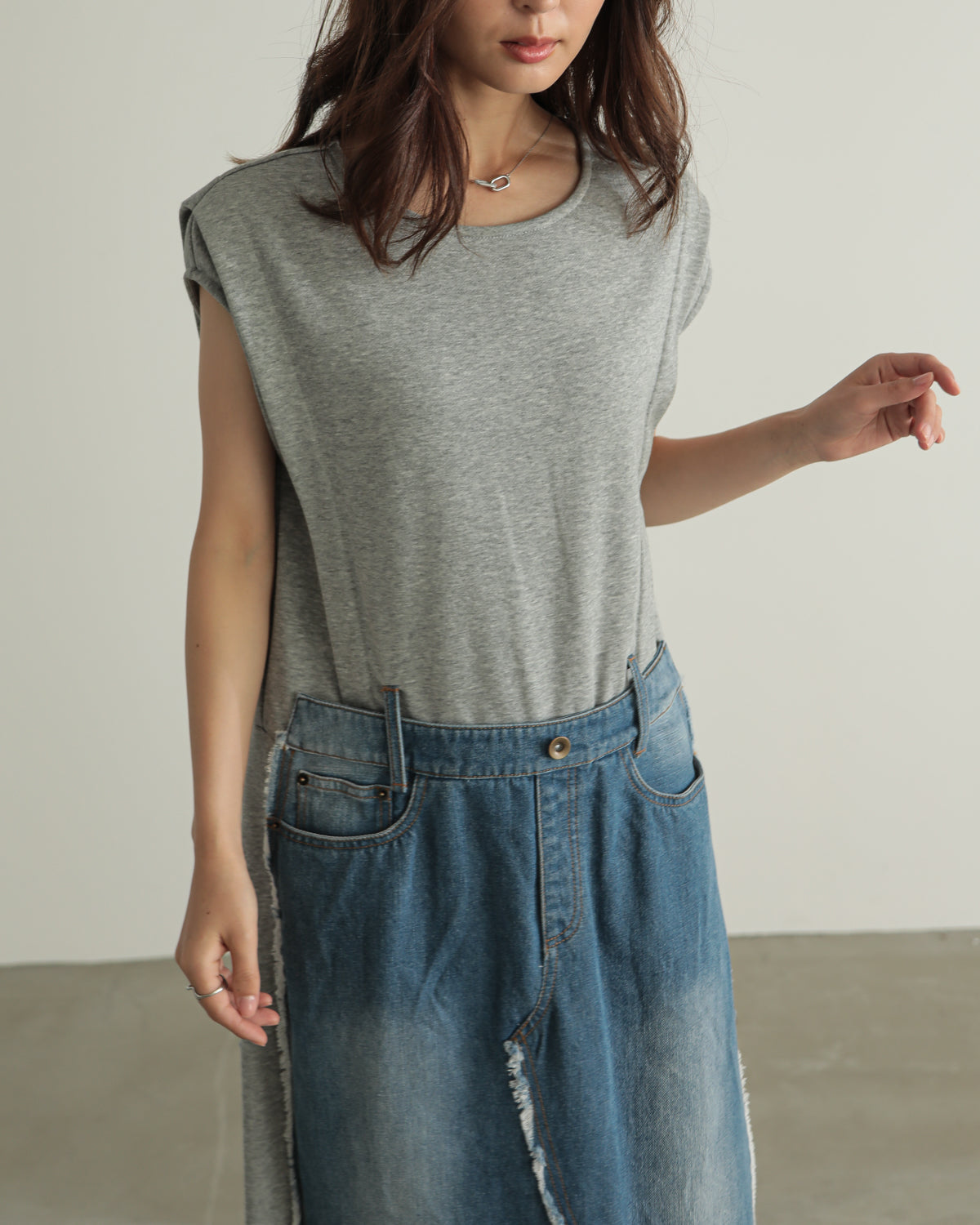 denim pasting one piece