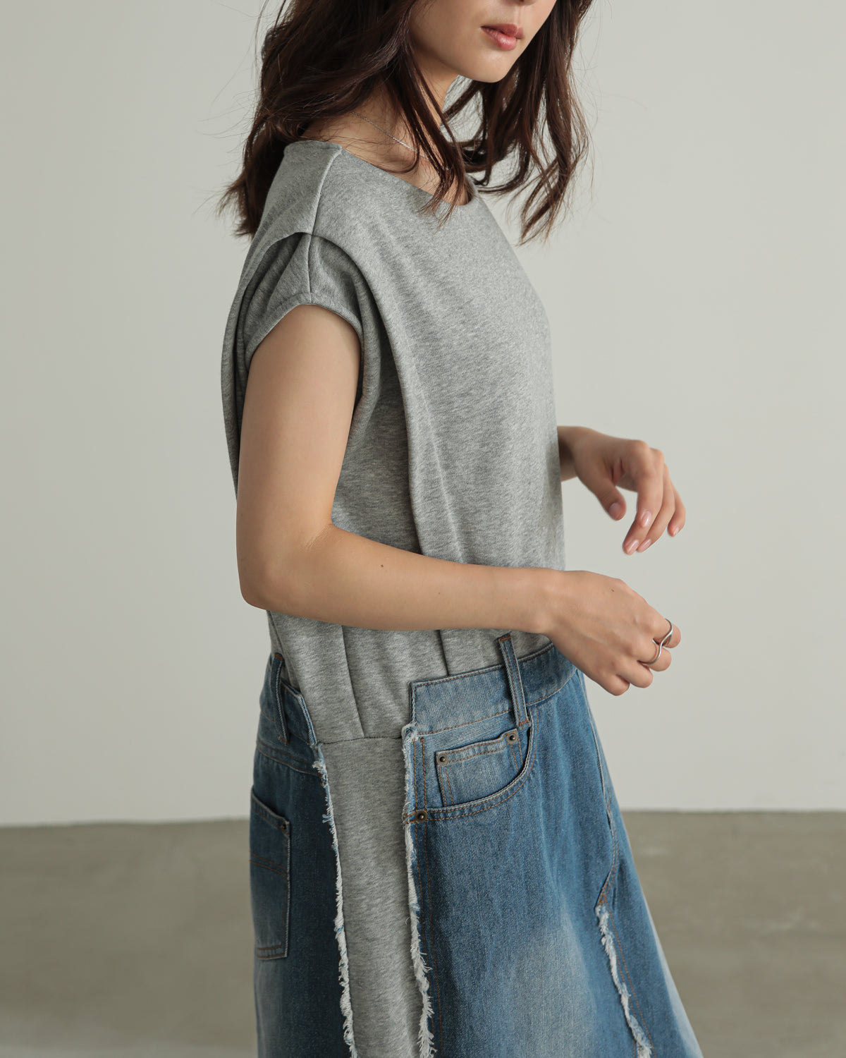 denim pasting one piece