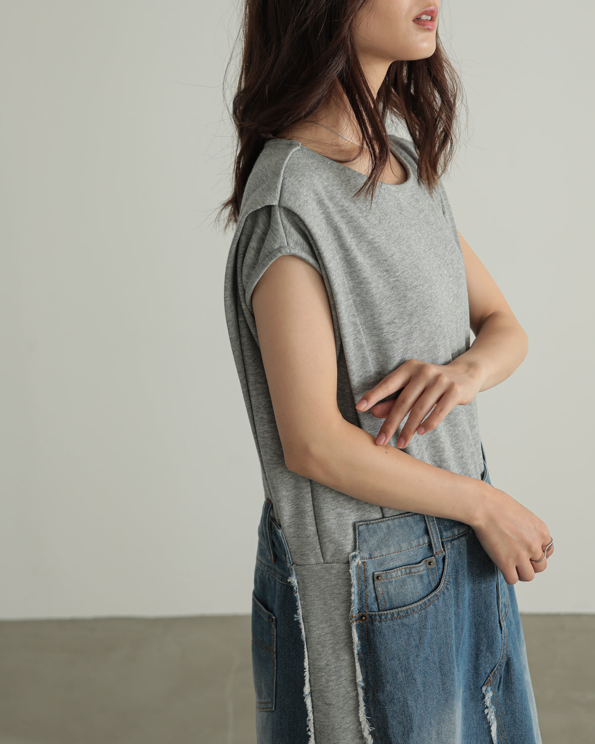 denim pasting one piece