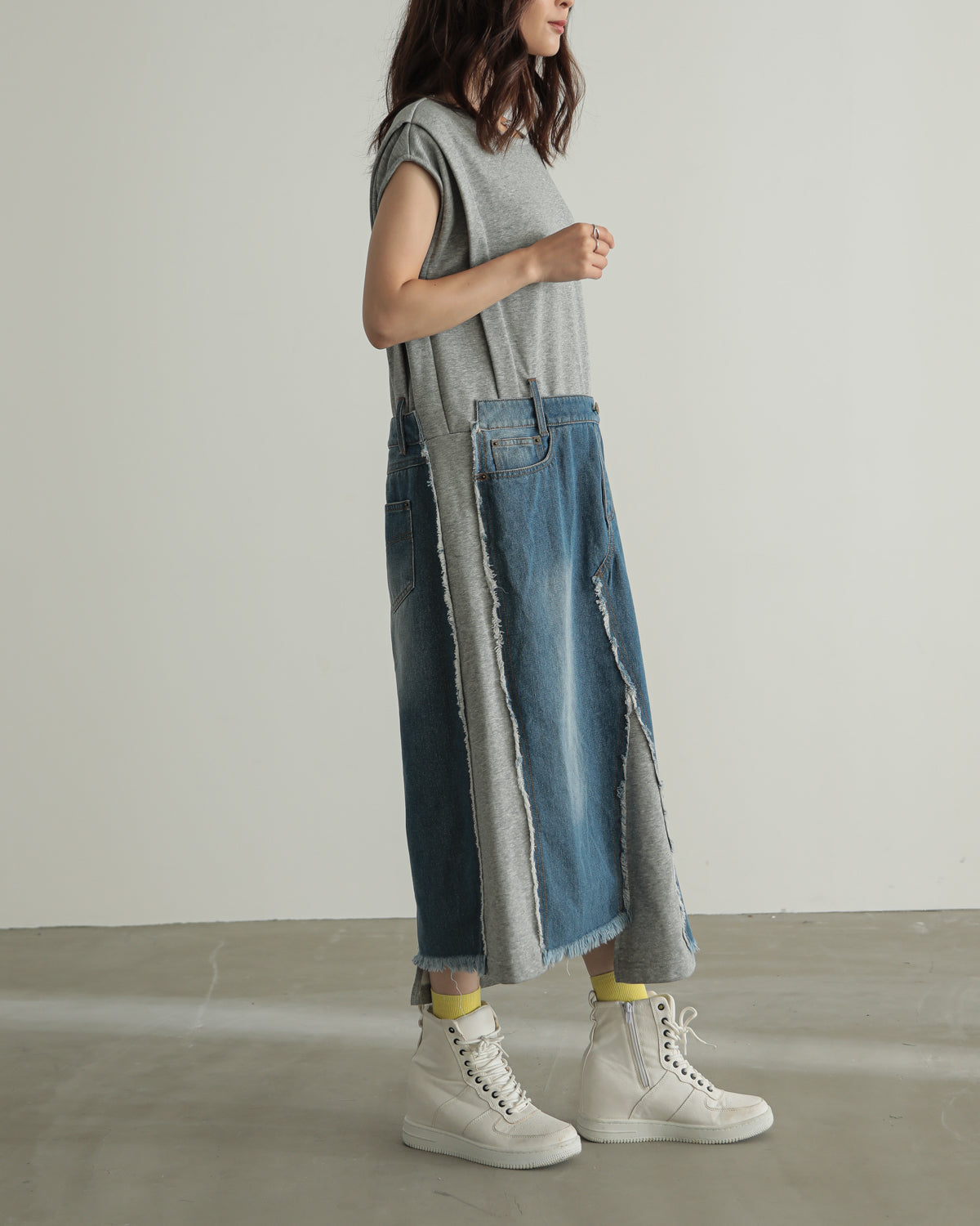 denim pasting one piece