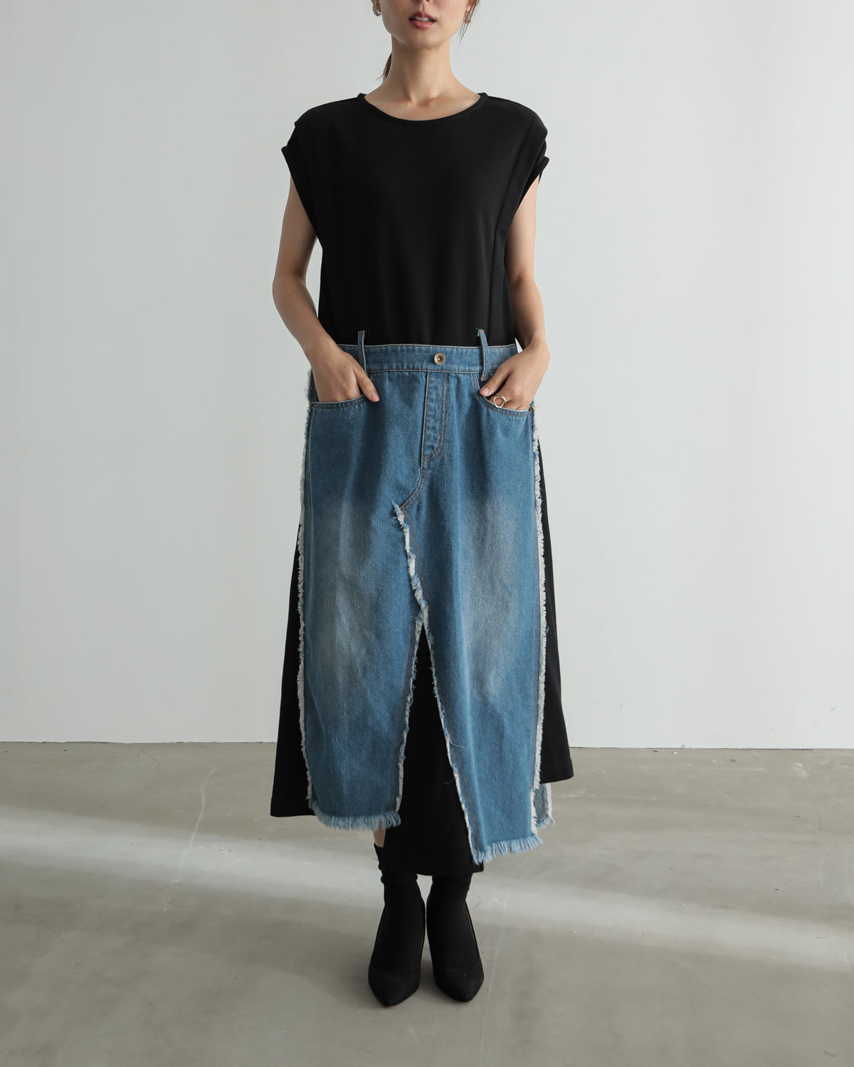 denim pasting one piece