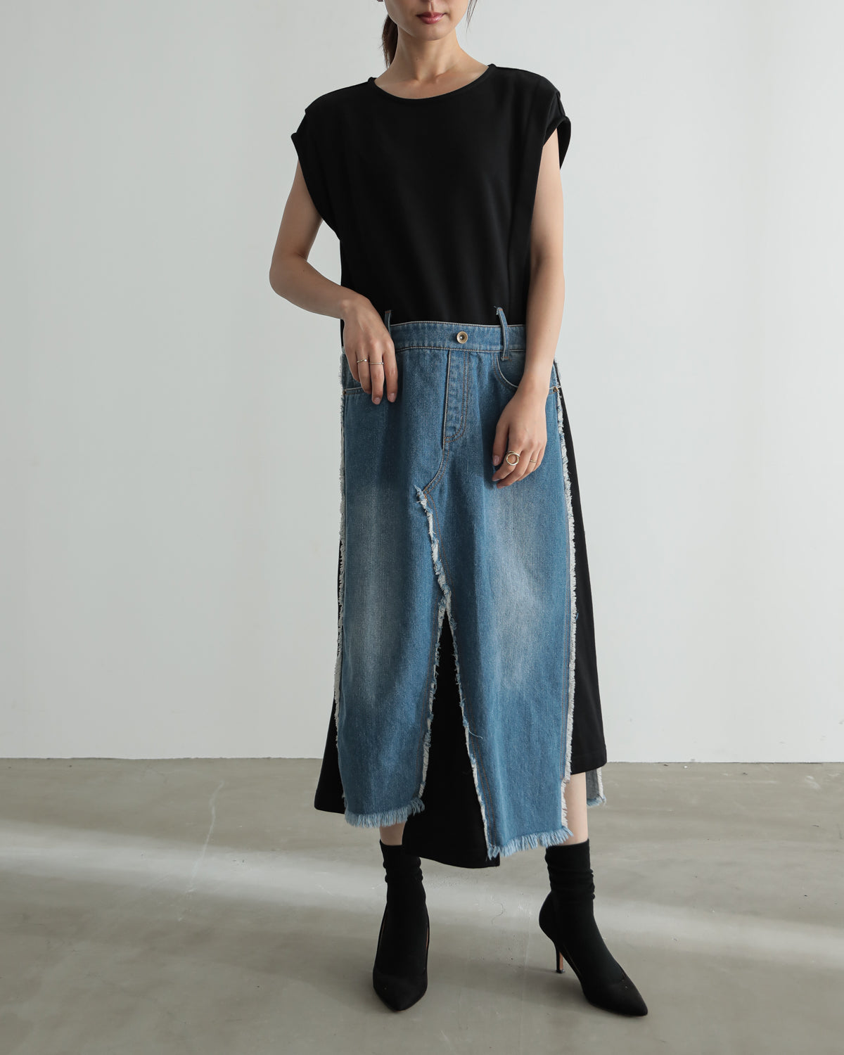 denim pasting one piece
