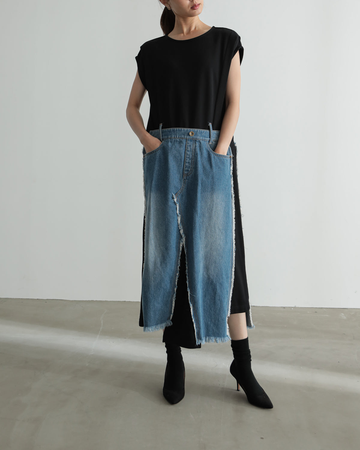 denim pasting one piece