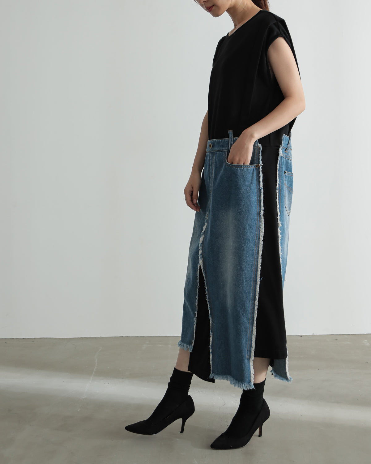 denim pasting one piece