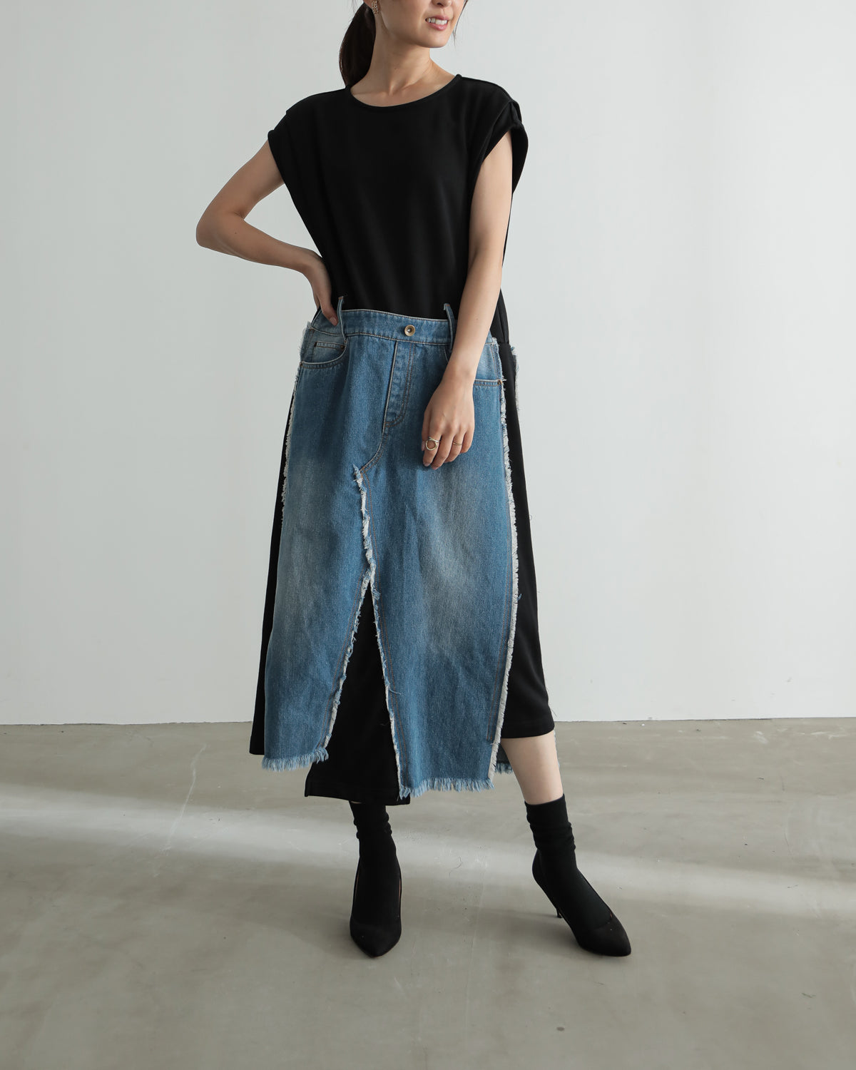 denim pasting one piece