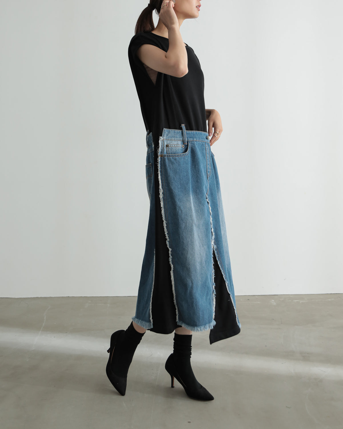 denim pasting one piece