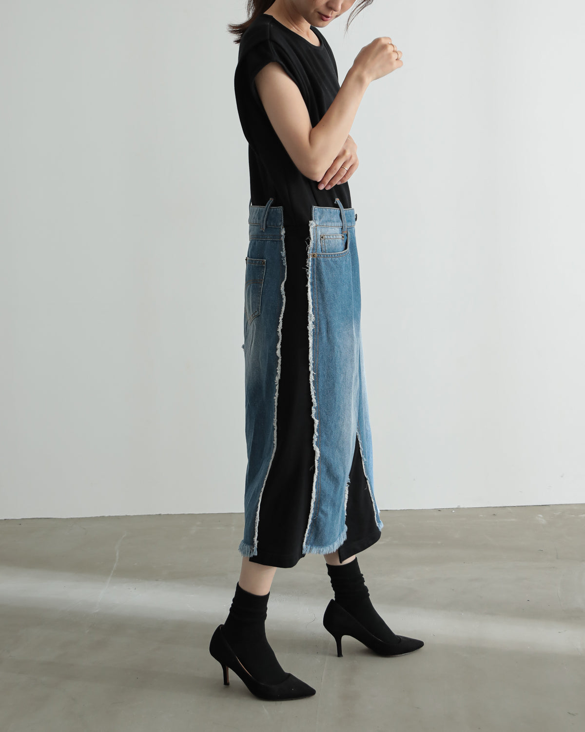denim pasting one piece