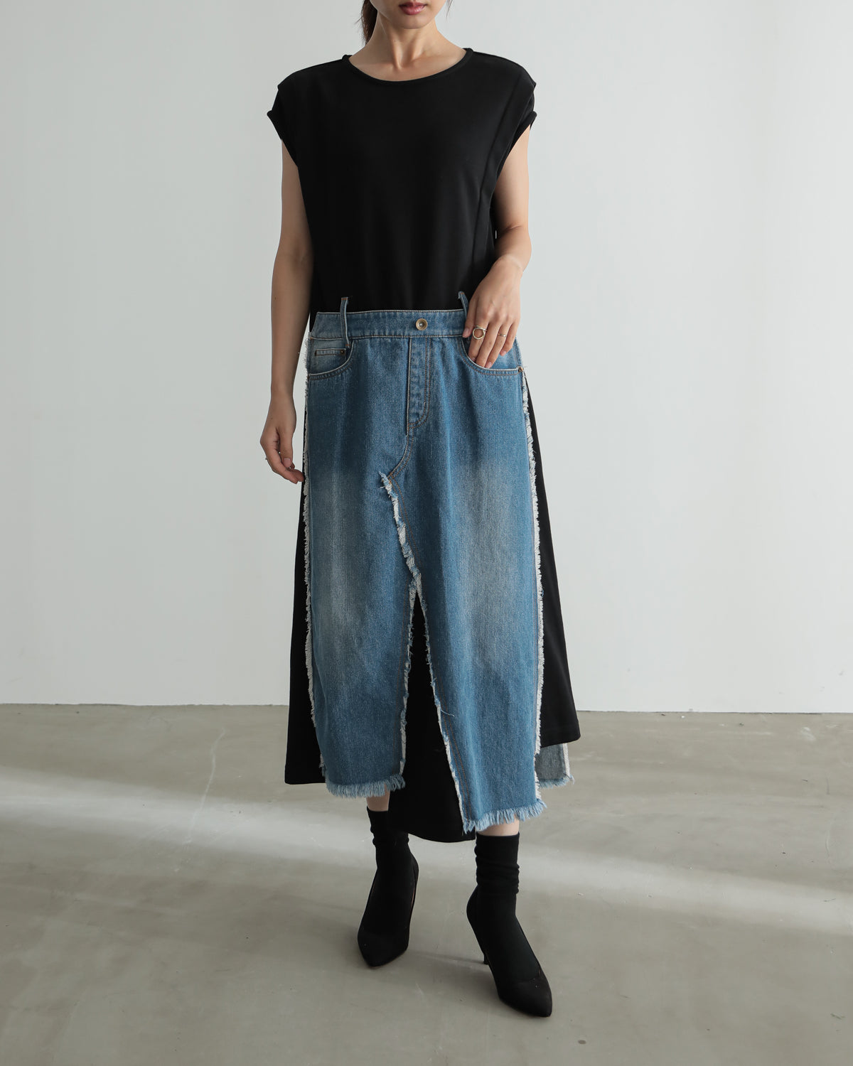 denim pasting one piece