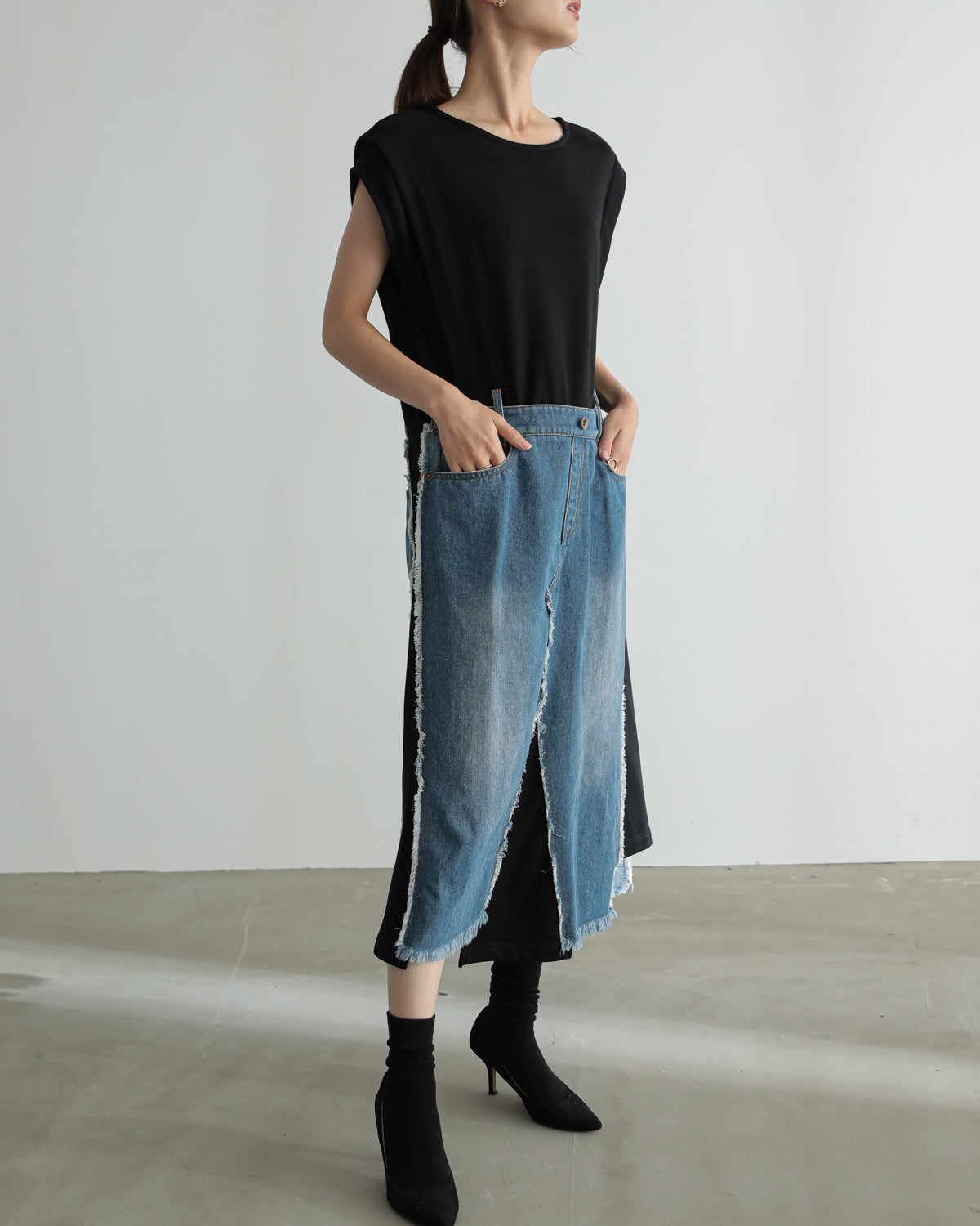 denim pasting one piece