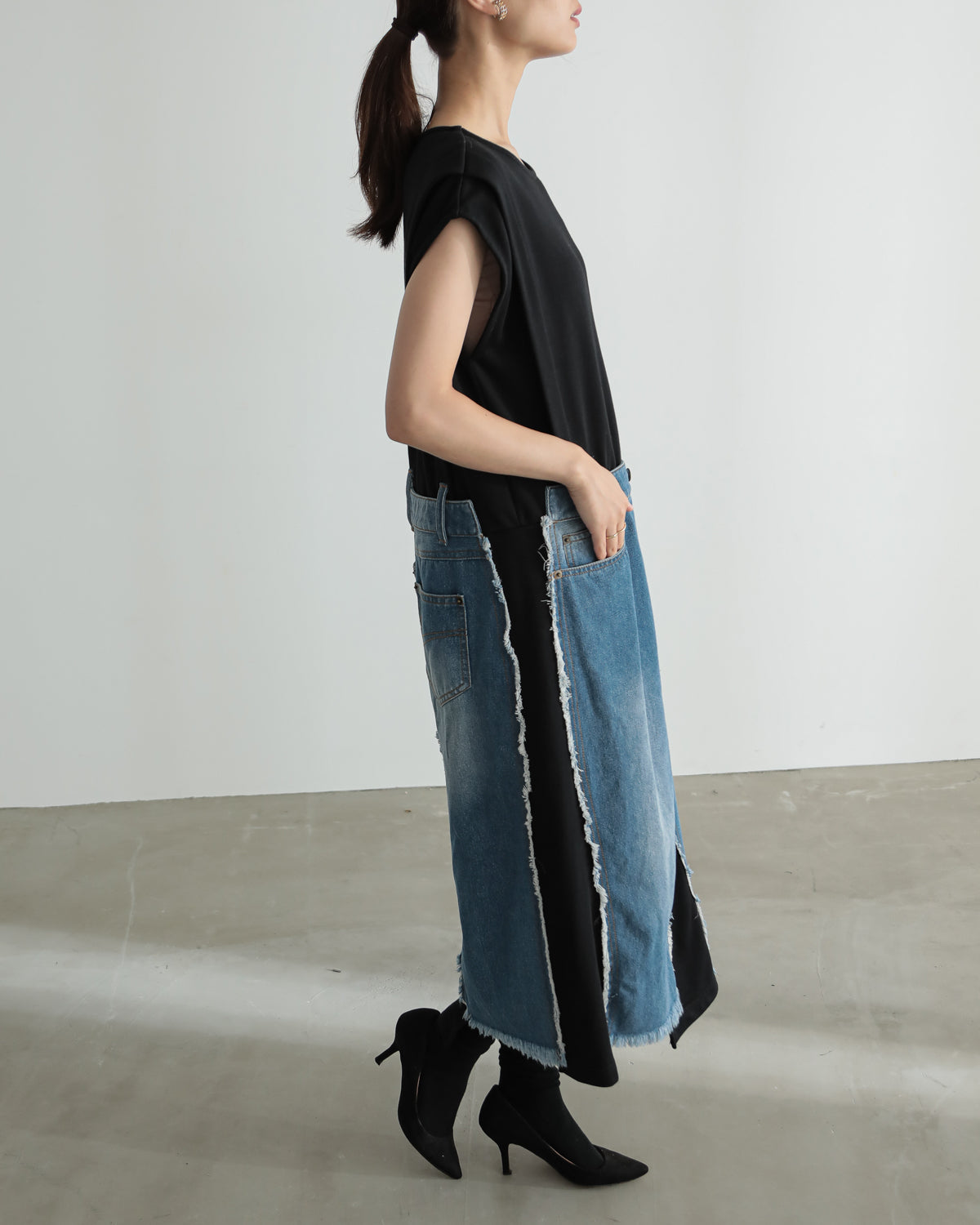 denim pasting one piece