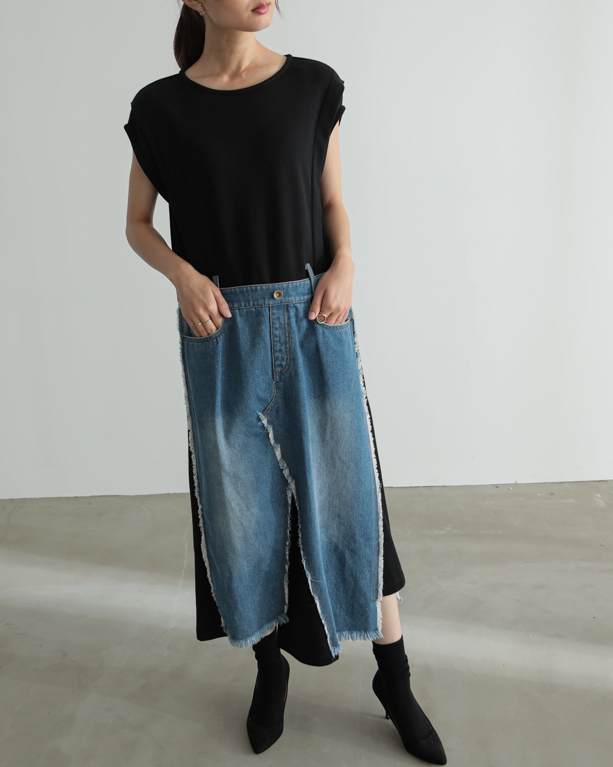 denim pasting one piece