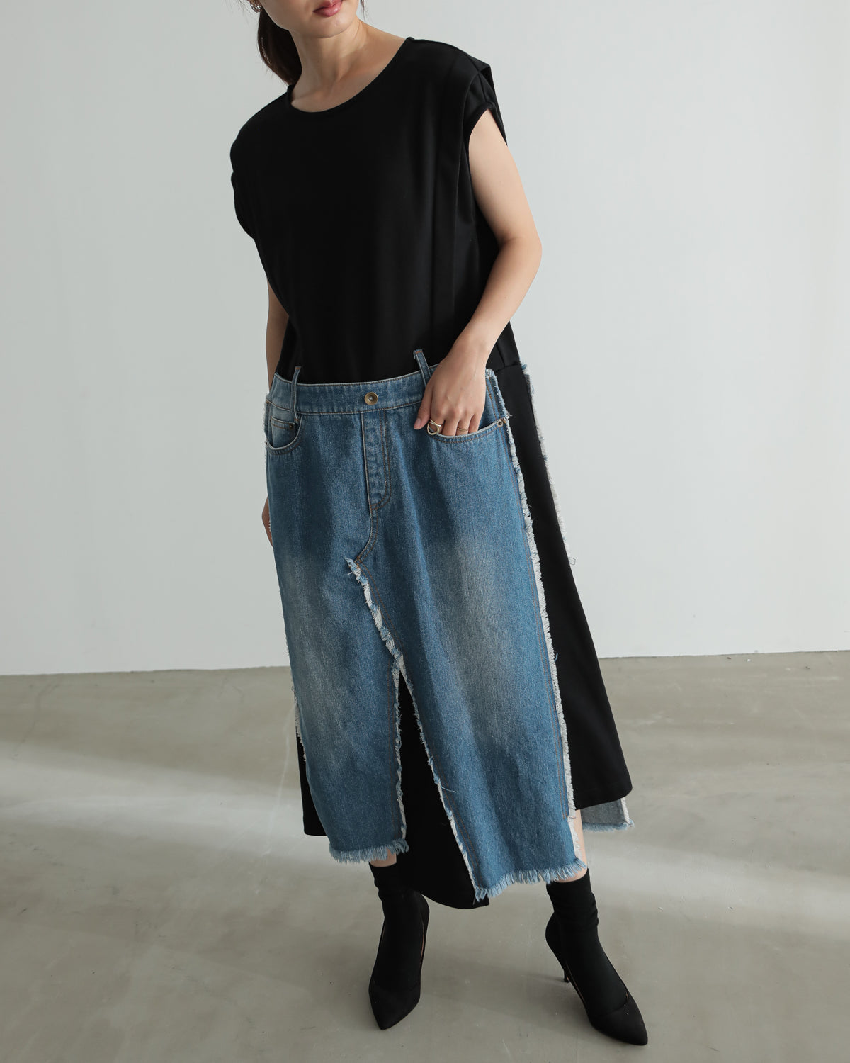 denim pasting one piece