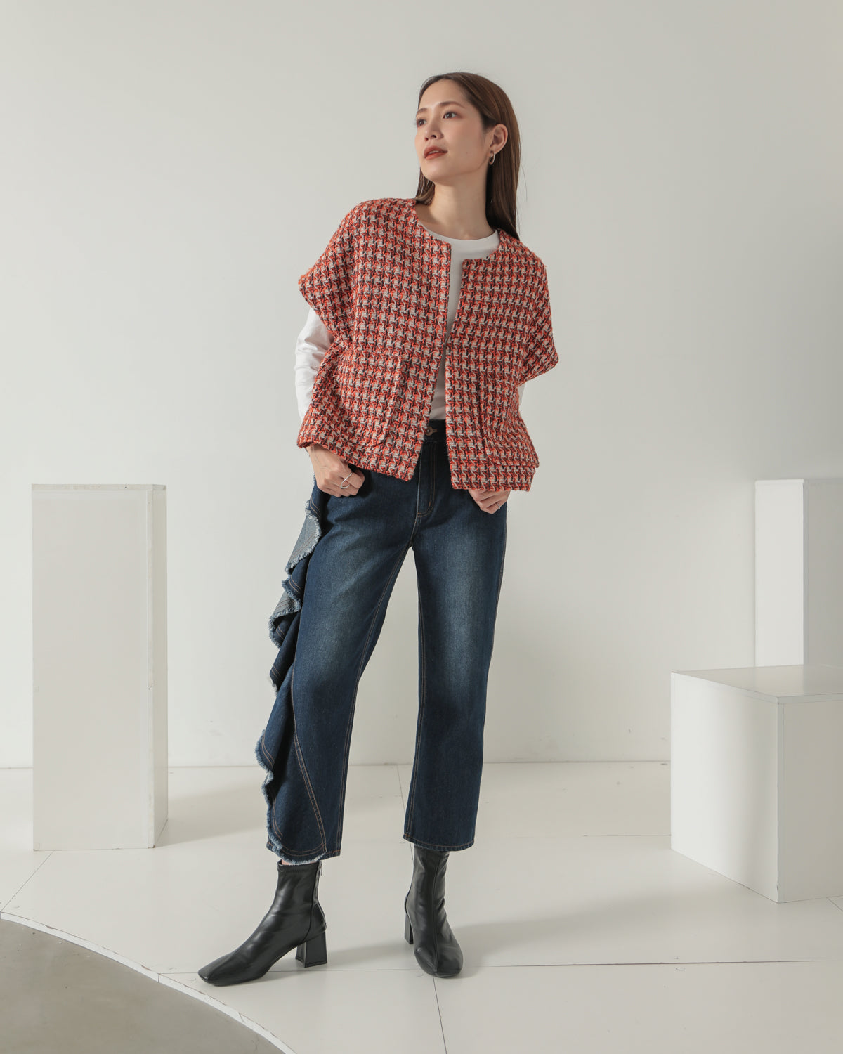 frill denim pants