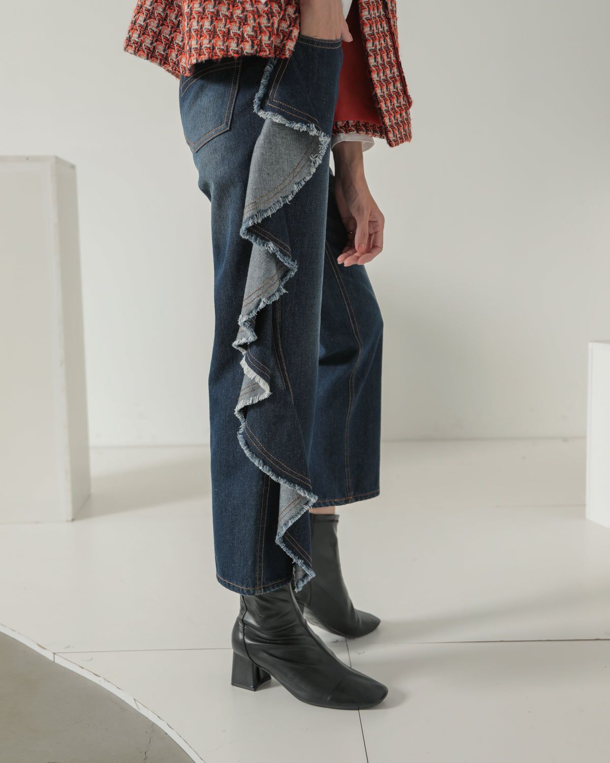 frill denim pants