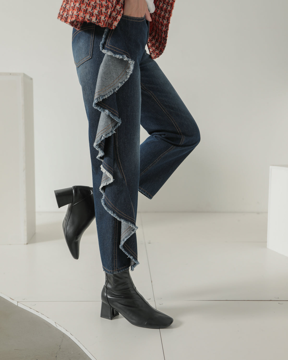 frill denim pants