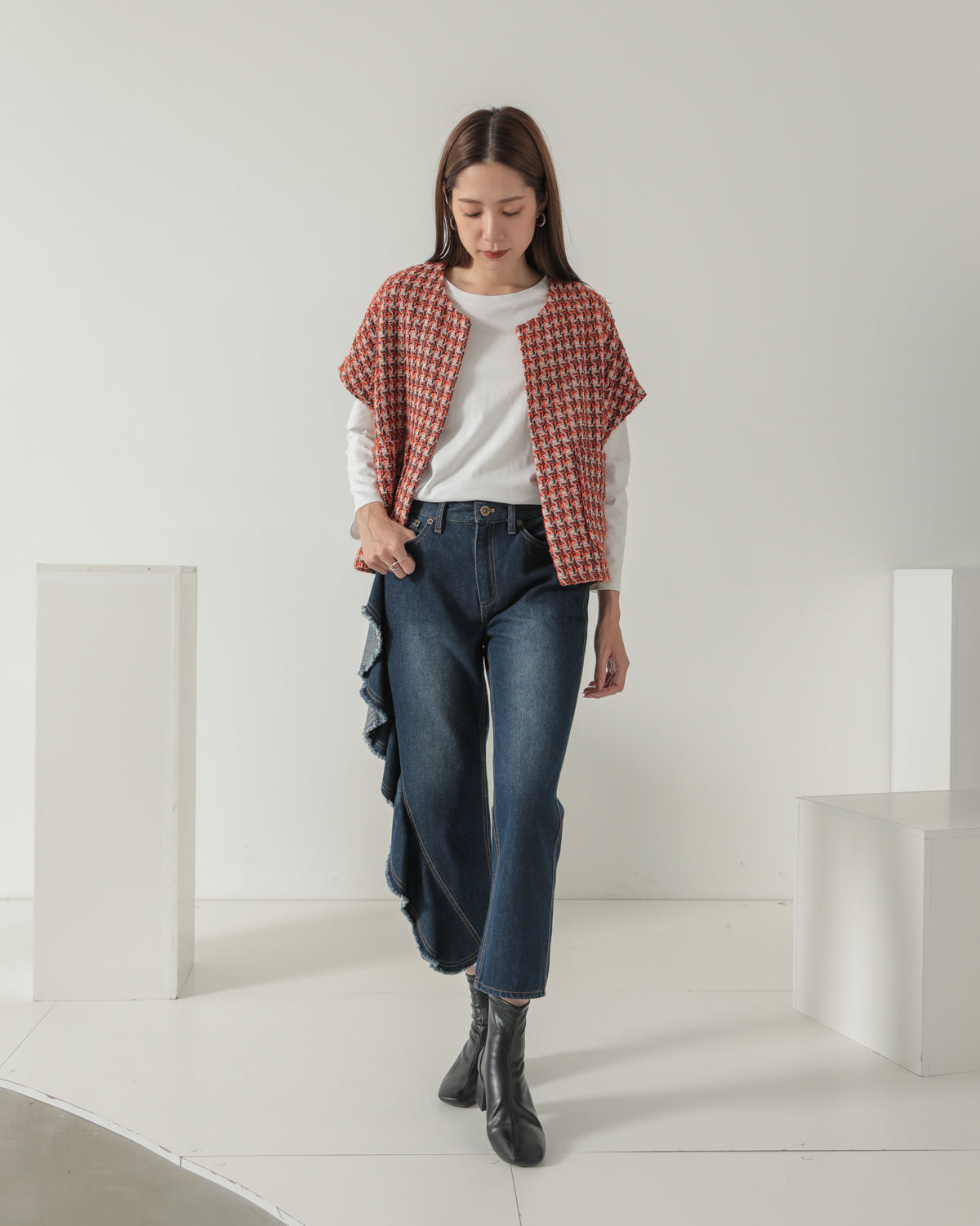 frill denim pants