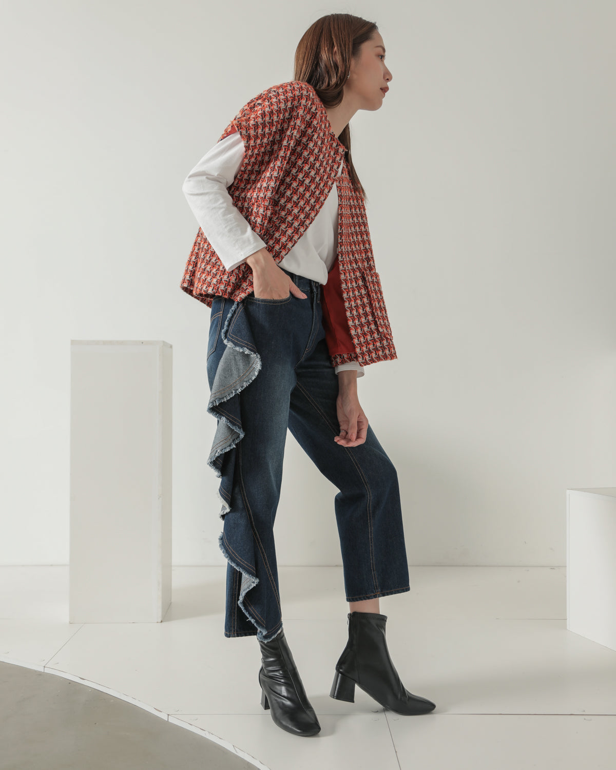 frill denim pants