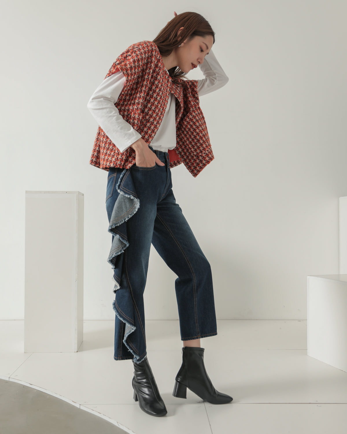 frill denim pants
