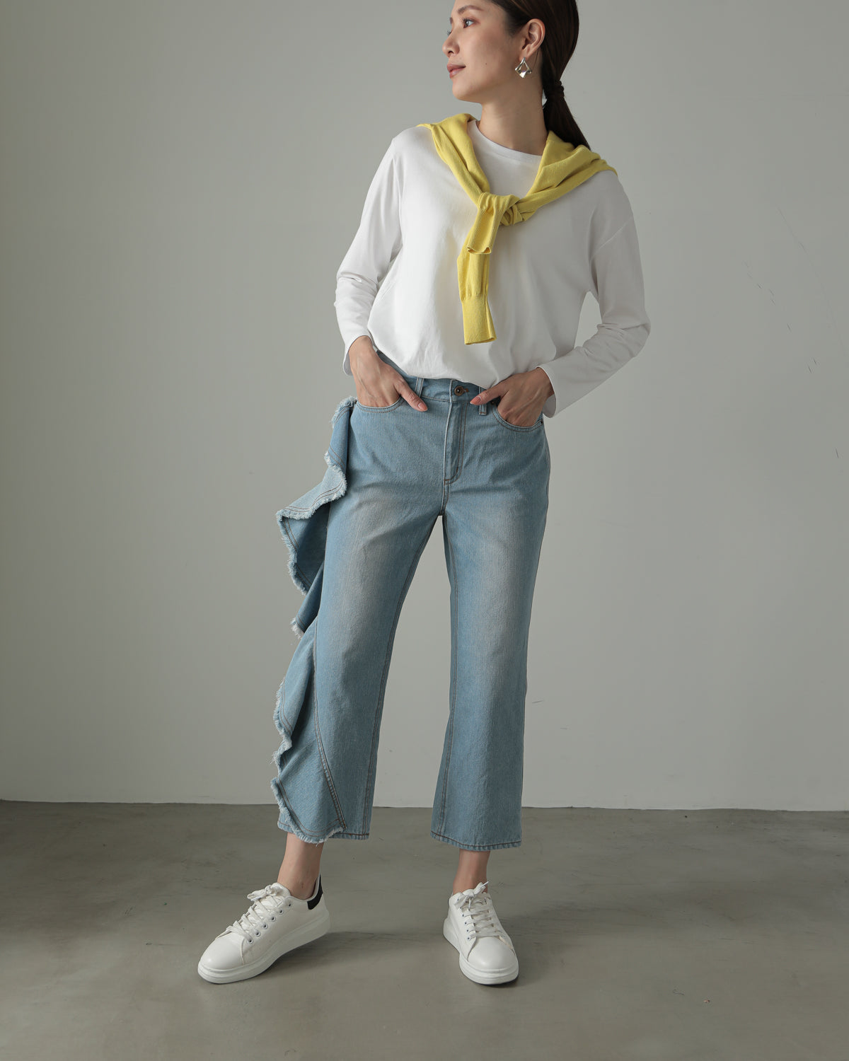 frill denim pants