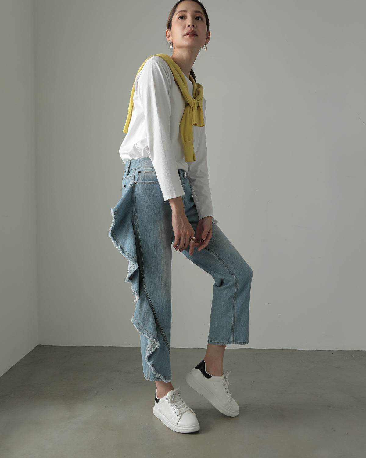 frill denim pants
