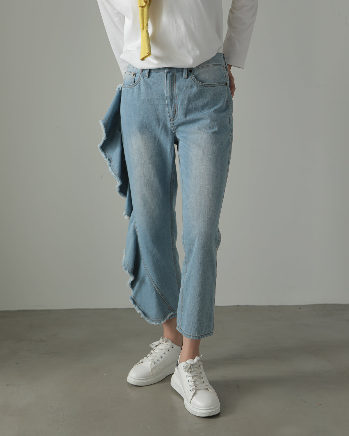 frill denim pants