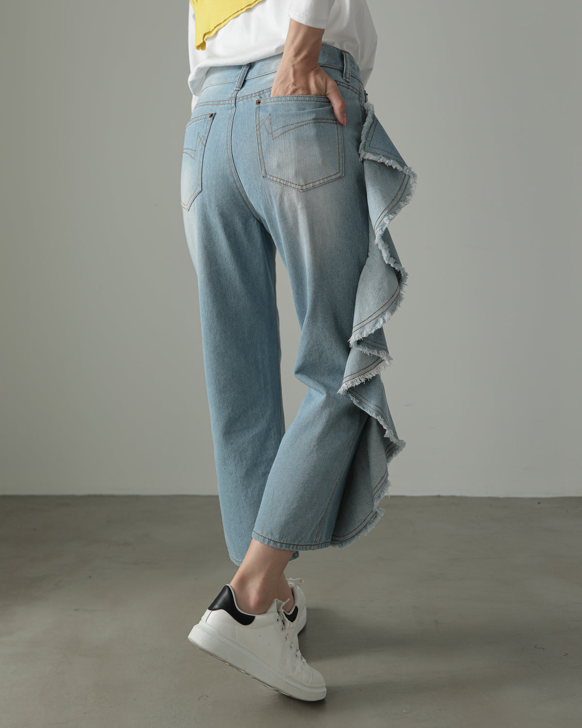 frill denim pants