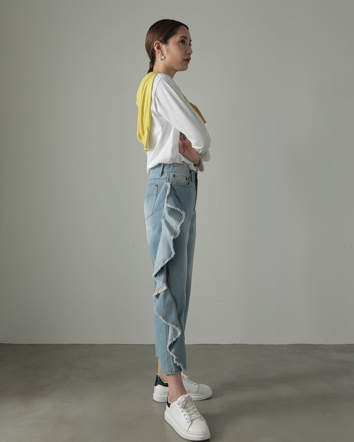 frill denim pants