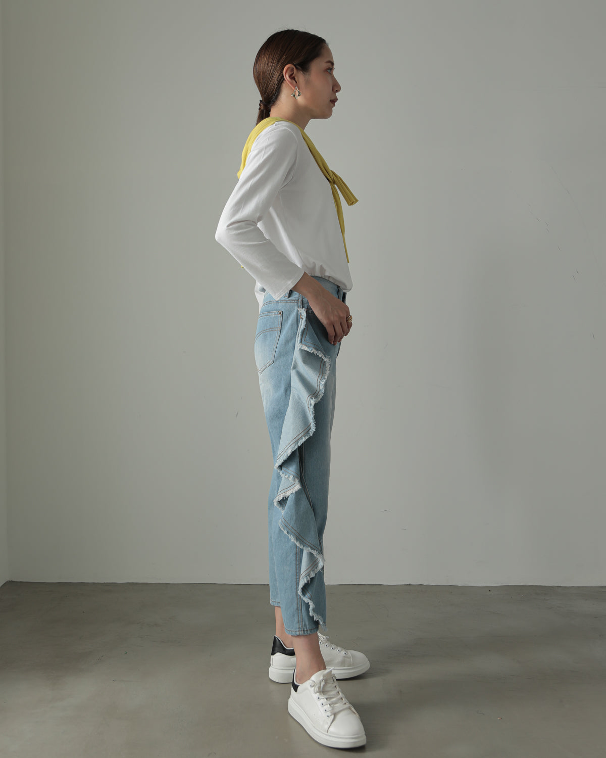 frill denim pants