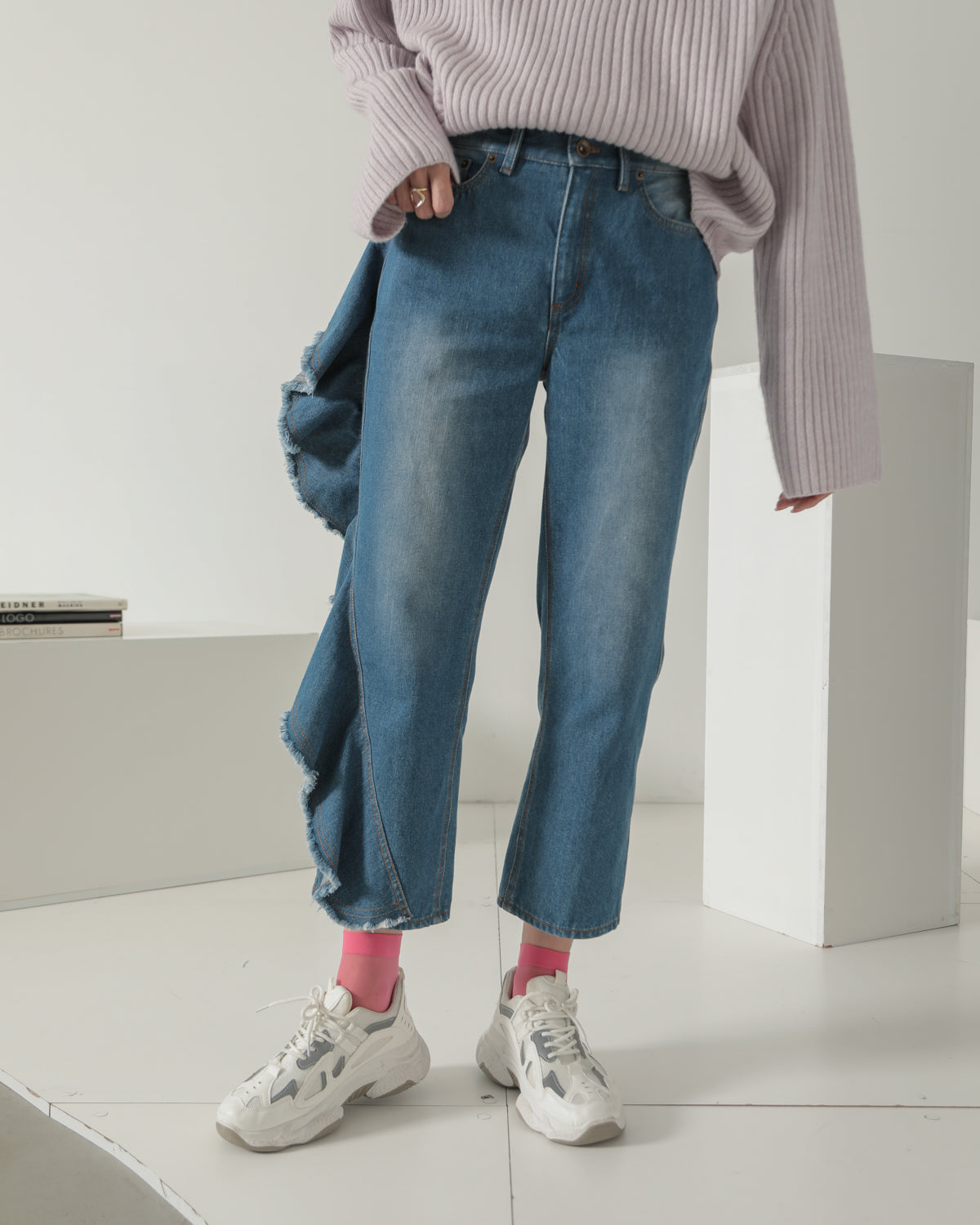 frill denim pants