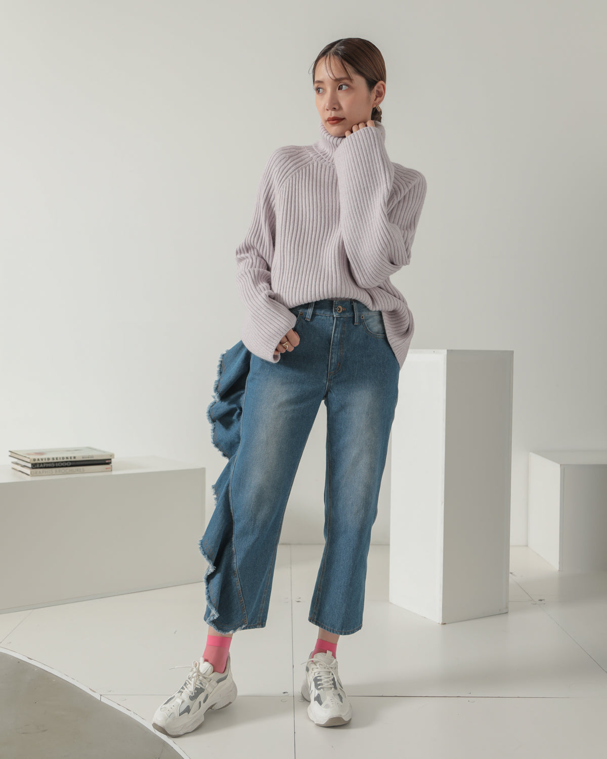 frill denim pants