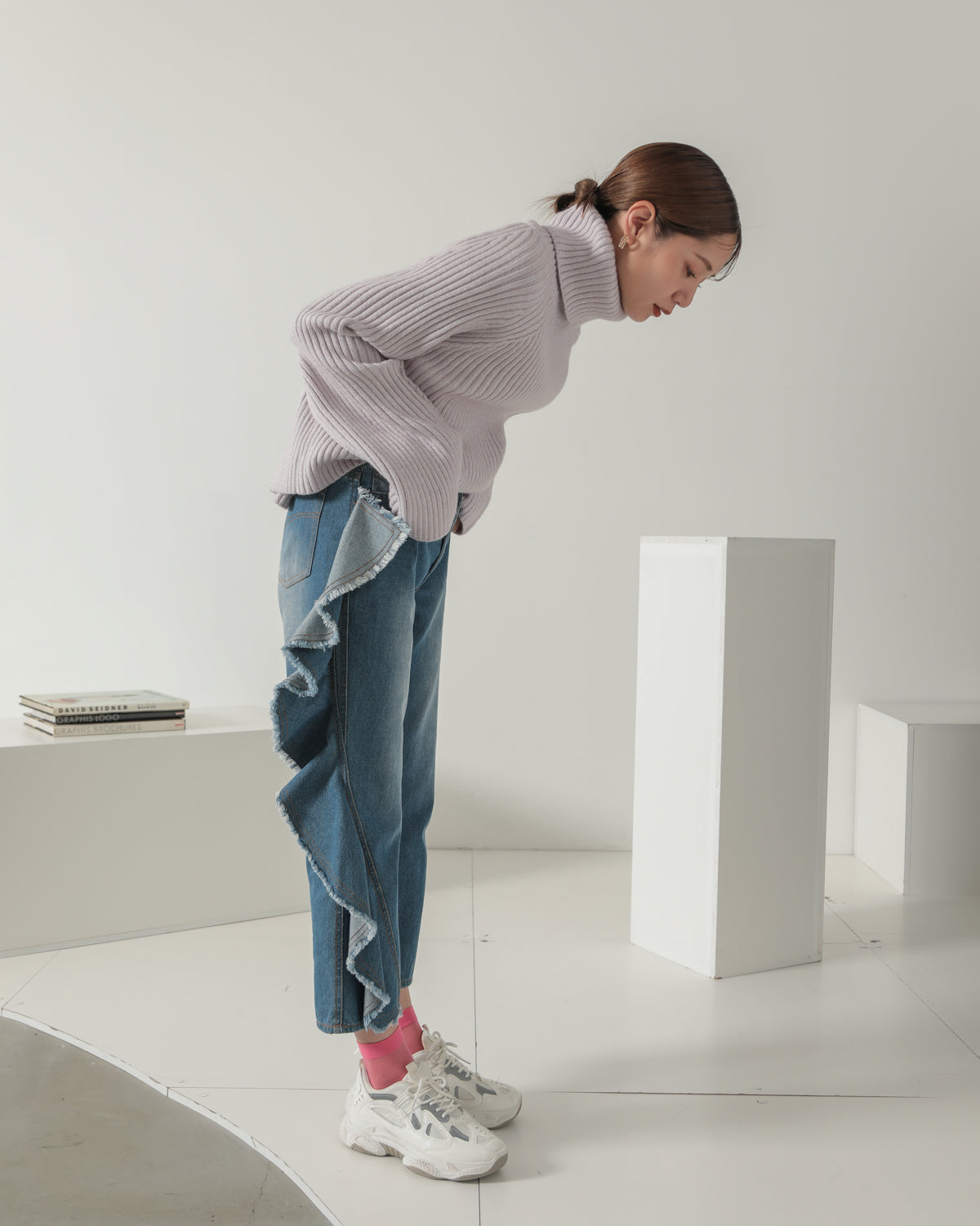 frill denim pants