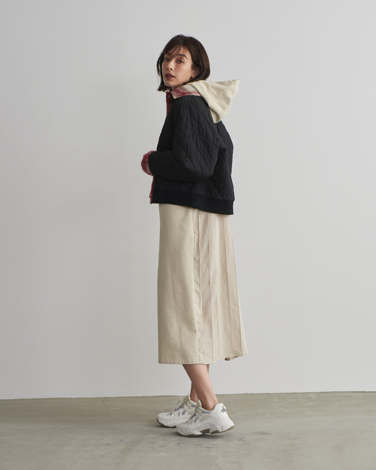quilted collar checked jacket