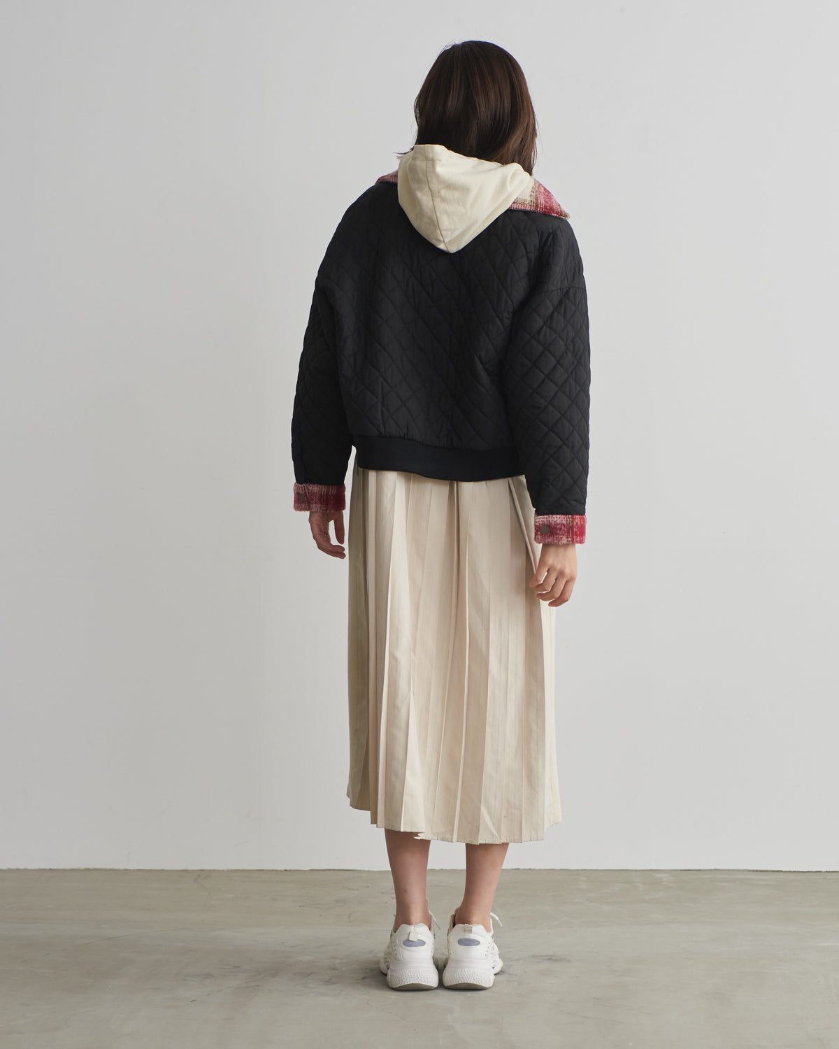 quilted collar checked jacket