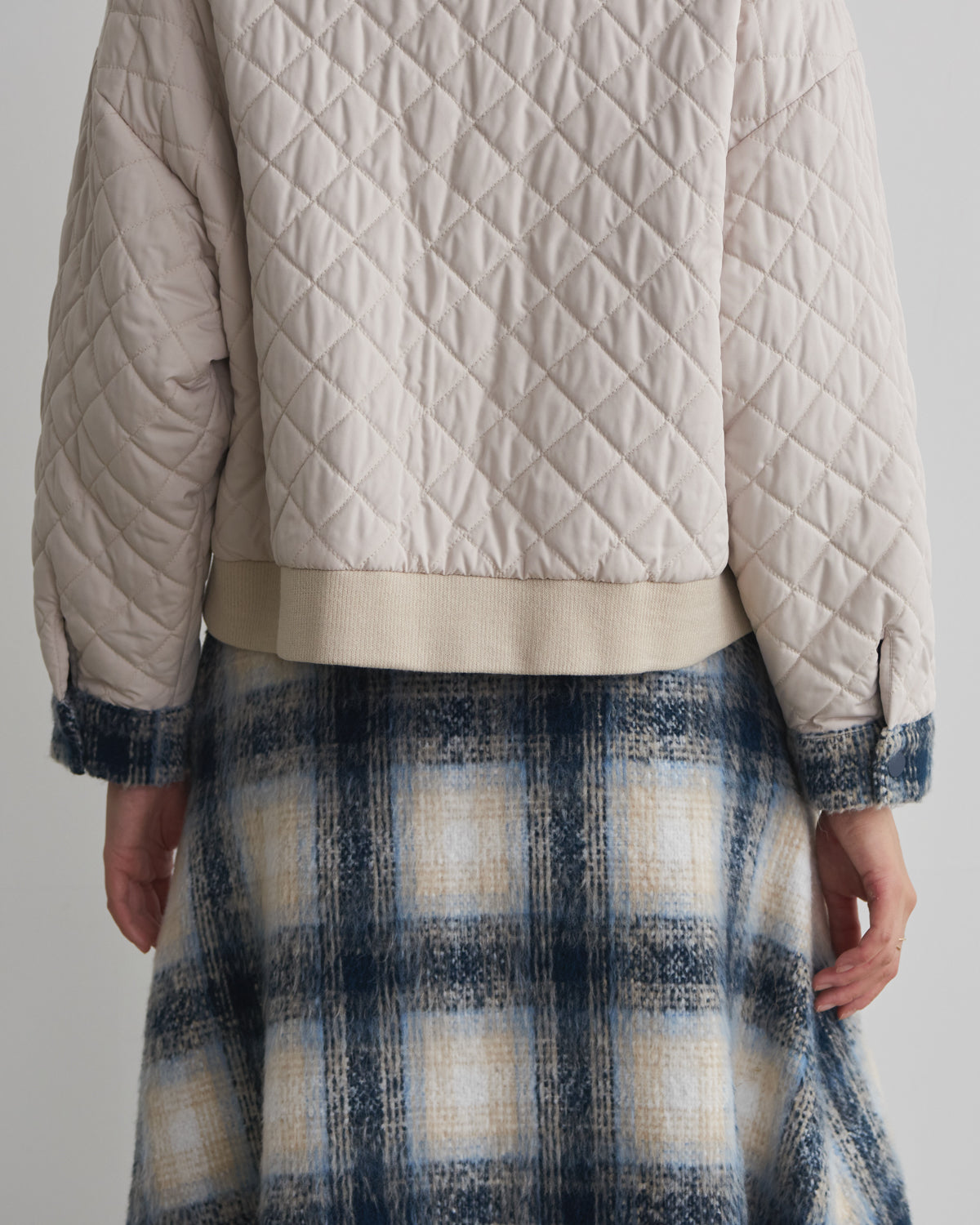 quilted collar checked jacket