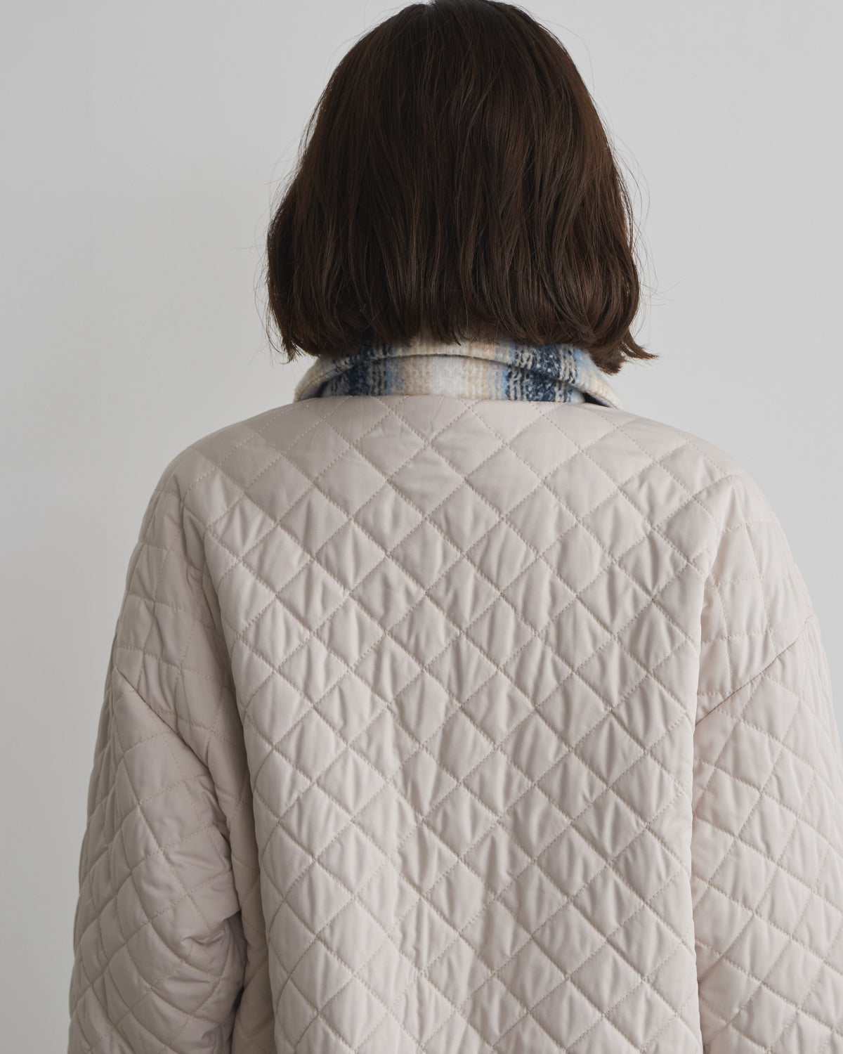 quilted collar checked jacket