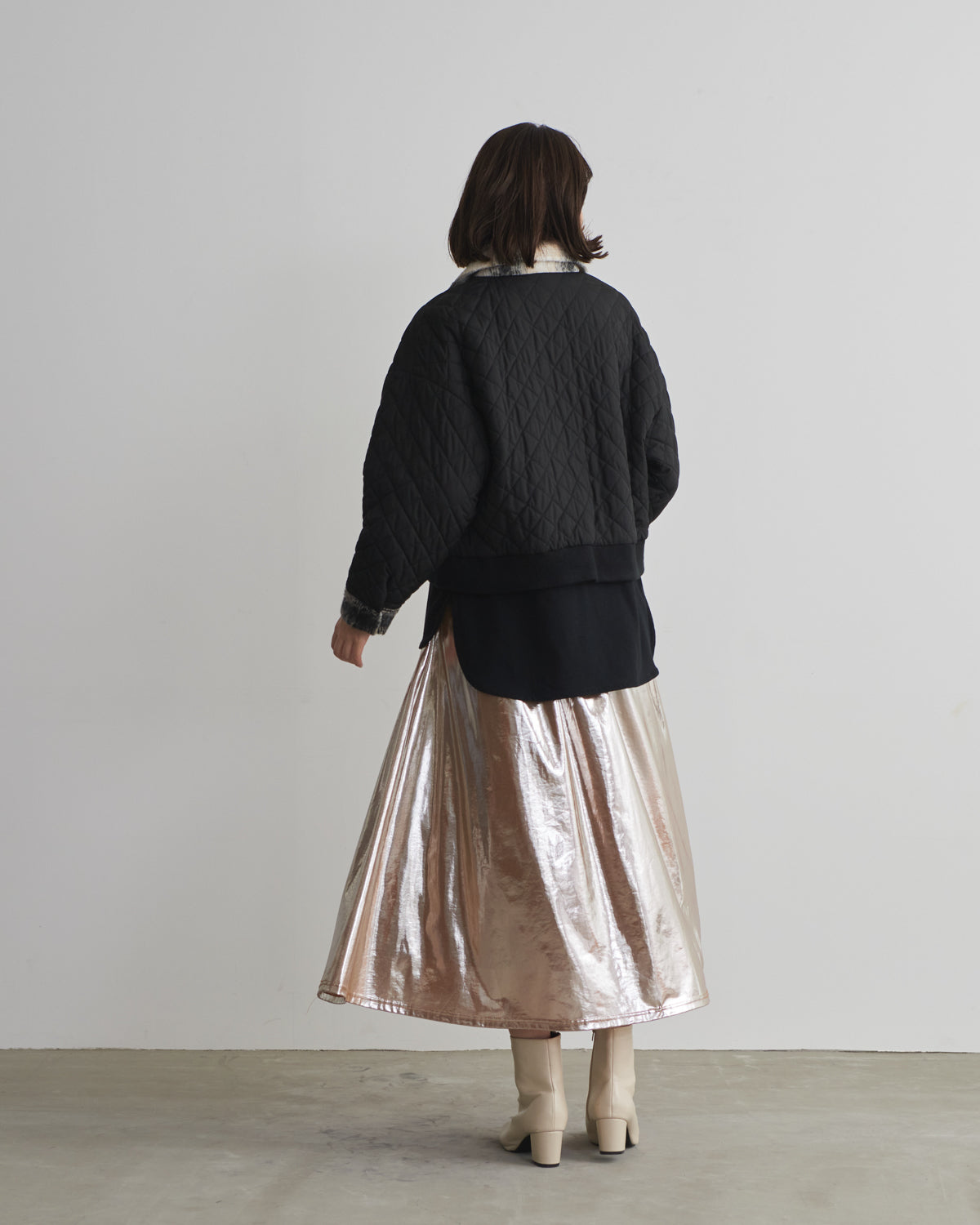 quilted collar checked jacket